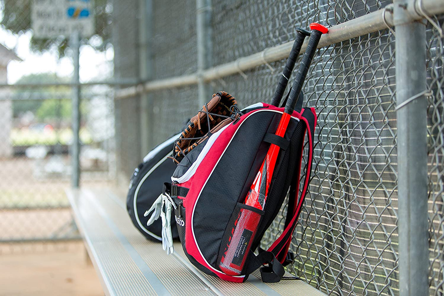 Baseball Bat Backpack - Versatile Gear Bag for Baseball, T-Ball, and Softball Equipment for All Ages | Accommodates Bat, Helmet, Glove, and Shoes | Includes Shoe Compartment and Fence Hook