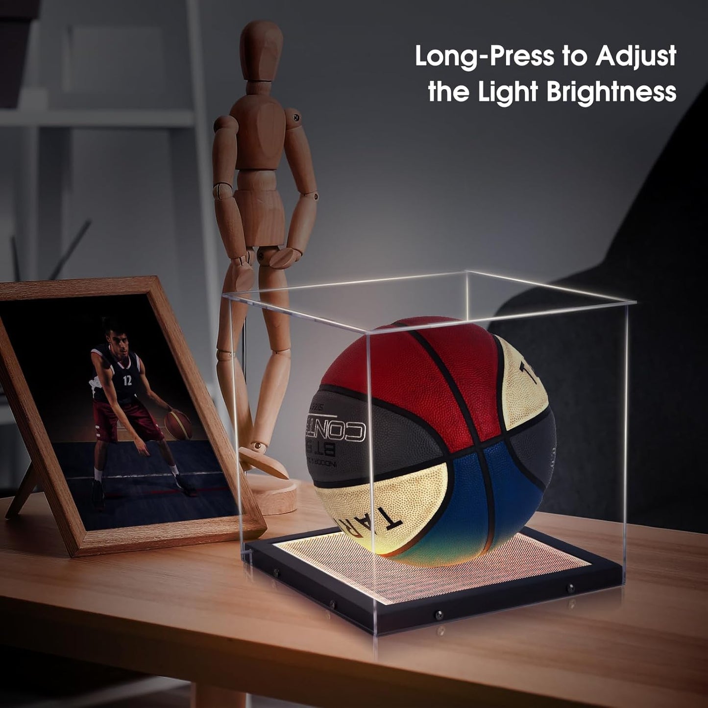 Professional Basketball Display Case with LED Lighting - Clear Acrylic Holder for Autographed Basketballs, UV Protected and Dust Proof Memorabilia Display Box