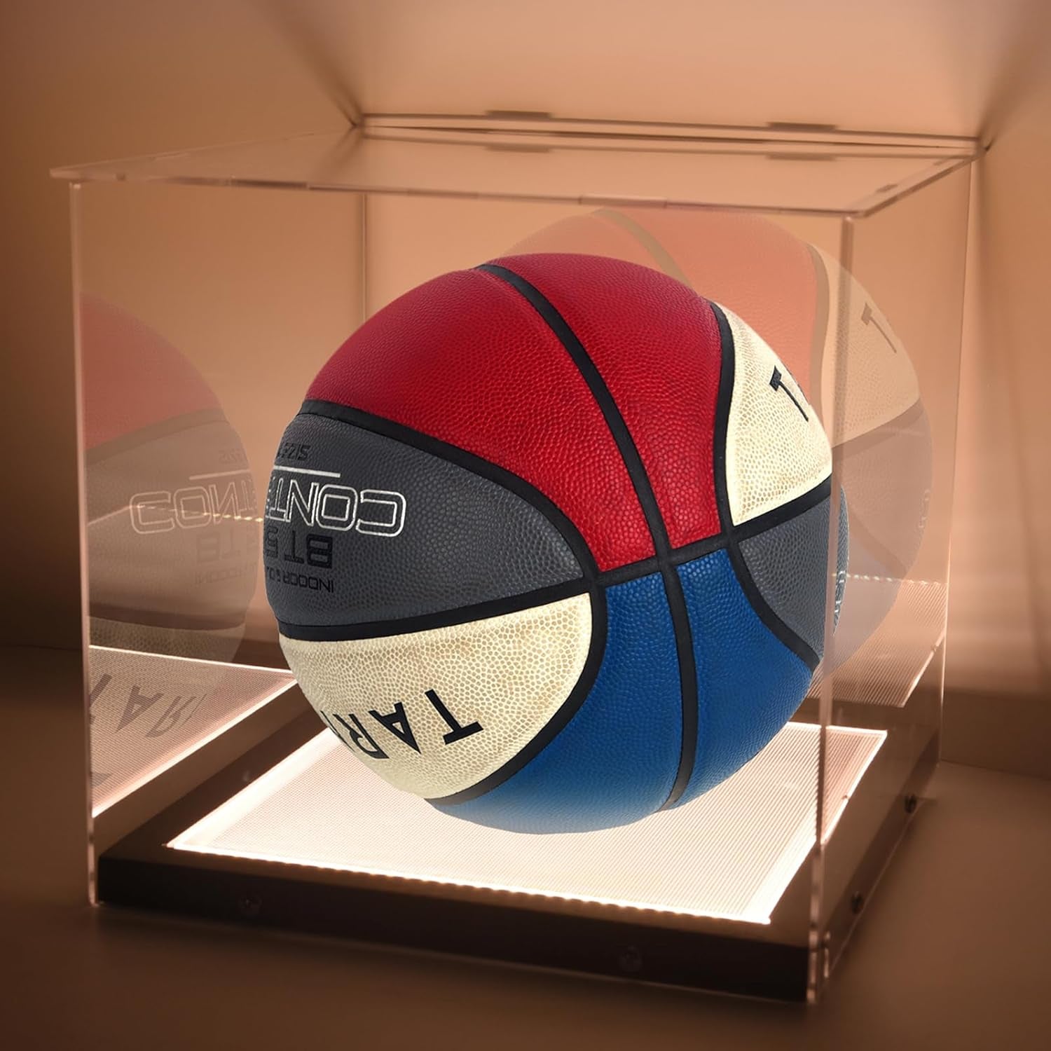 Professional Basketball Display Case with LED Lighting - Clear Acrylic Holder for Autographed Basketballs, UV Protected and Dust Proof Memorabilia Display Box