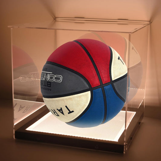 Professional Basketball Display Case with LED Lighting - Clear Acrylic Holder for Autographed Basketballs, UV Protected and Dust Proof Memorabilia Display Box